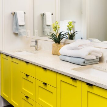 Gilmans Kitchens and Baths Shutter Stock Yellow Vanity