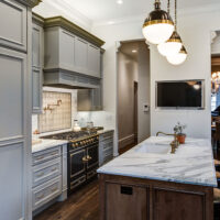 Victorian Style Gray Kitchen Cabinets