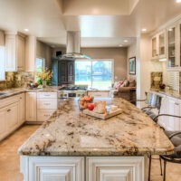 White Traditional Kitchen with Metal Hood