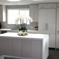 White Kitchen Cabinets with Metal Handles