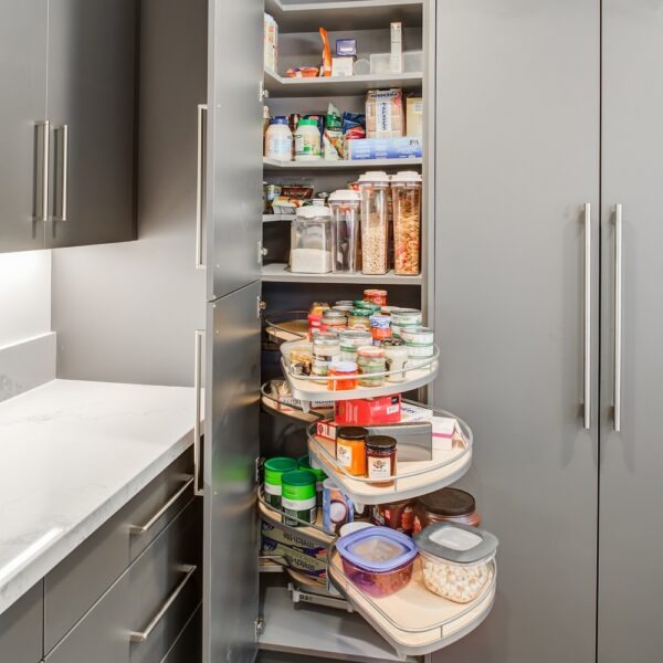 Gray Kitchen Cabinets with Metal Handles